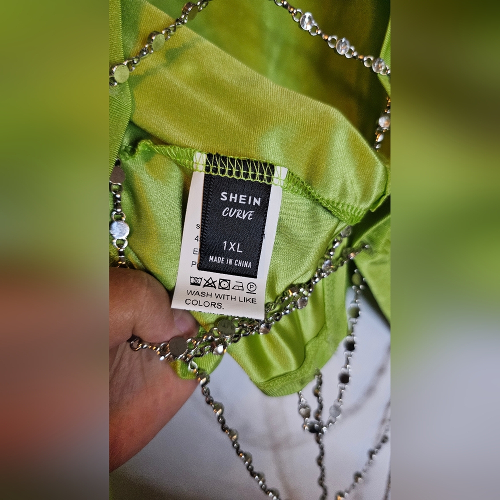 Green Rhinestone Backless Crop Top - Picture 6 of 6